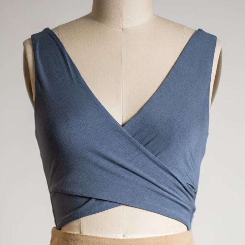 Sozy Soft and Cozy Aida Blue Modern Navy Reversible Crop Top - Large